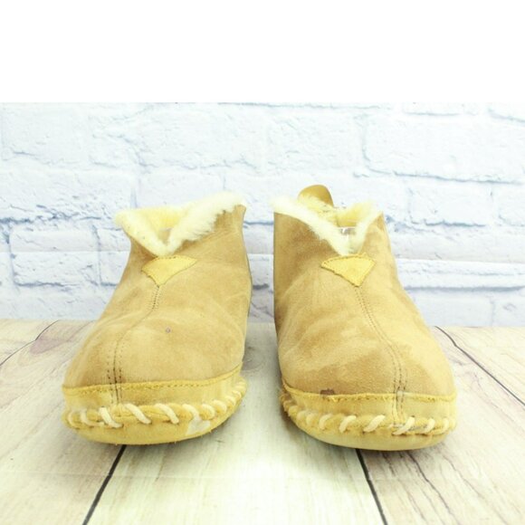 LL Bean Brown Suede Wicked Good Shearling Lined Slipper Ankle Boots Size 10 M - Picture 4 of 9
